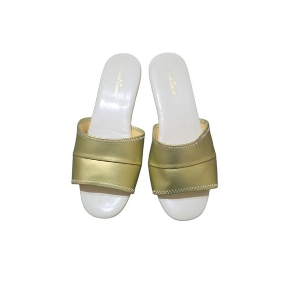 Daniel Green Dormie Slippers Womens 8W Gold Metallic Wedge Mule House Shoes Glam - Picture 11 of 11